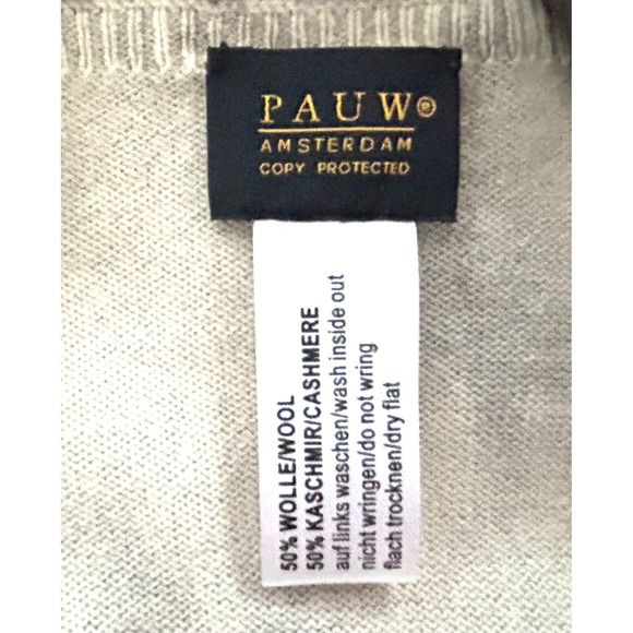 Pauw Amsterdam Wool Cashmere Blend Scarf Gray Cream Abstract Oversized Wrap - Picture 3 of 10